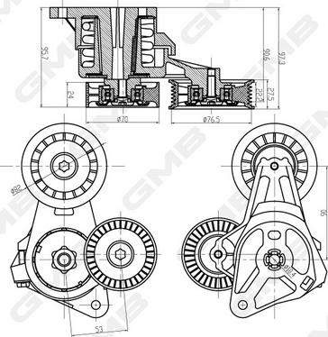 GMB GAT33210 - Belt Tensioner, v-ribbed belt autospares.lv