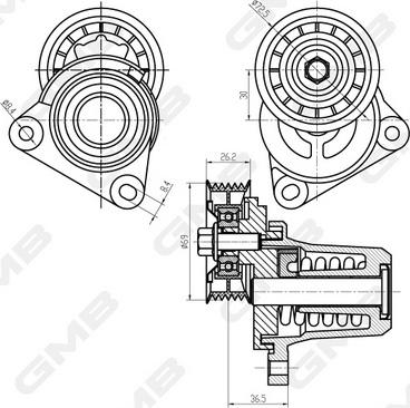 GMB GAT32590 - Belt Tensioner, v-ribbed belt autospares.lv