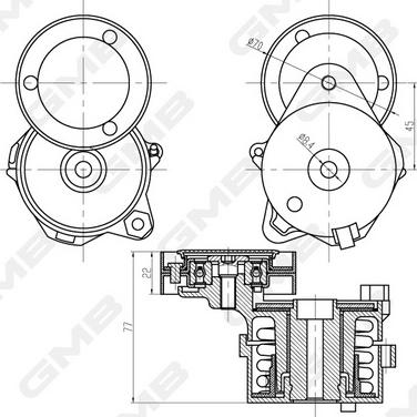 GMB GAT32890 - Belt Tensioner, v-ribbed belt autospares.lv