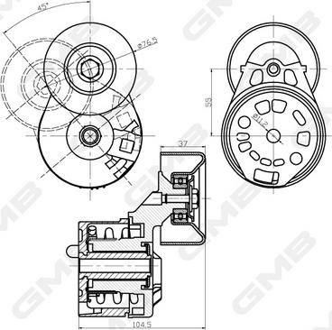 GMB GAT32340 - Belt Tensioner, v-ribbed belt autospares.lv