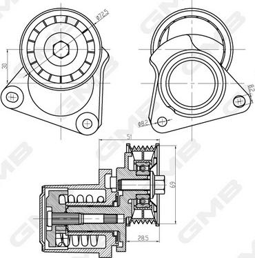 GMB GAT32380 - Belt Tensioner, v-ribbed belt autospares.lv