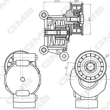 GMB GAT32770 - Belt Tensioner, v-ribbed belt autospares.lv