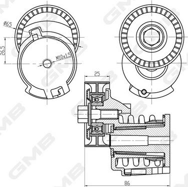 GMB GAT20970 - Belt Tensioner, v-ribbed belt autospares.lv