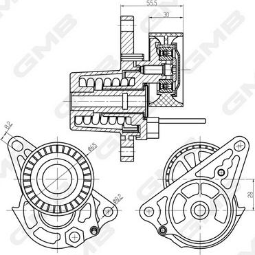 GMB GAT20860 - Belt Tensioner, v-ribbed belt autospares.lv