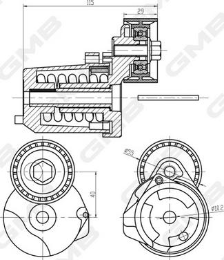 GMB GAT20800 - Belt Tensioner, v-ribbed belt autospares.lv