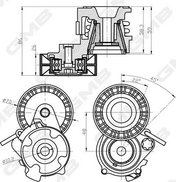 GMB GAT20350 - Belt Tensioner, v-ribbed belt autospares.lv