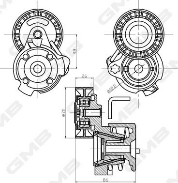 GMB GAT20320 - Belt Tensioner, v-ribbed belt autospares.lv