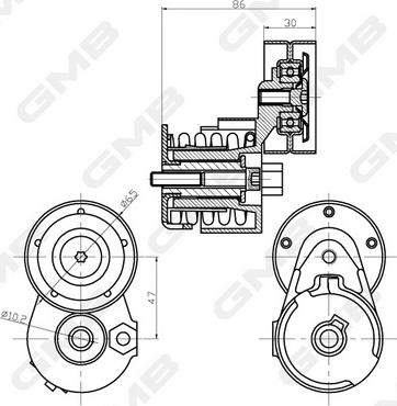 GMB GAT20200 - Belt Tensioner, v-ribbed belt autospares.lv