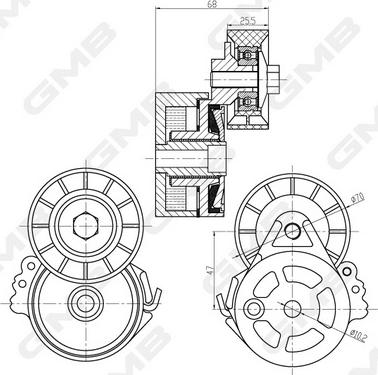 GMB GAT20770 - Belt Tensioner, v-ribbed belt autospares.lv