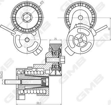 GMB GAT21490 - Belt Tensioner, v-ribbed belt autospares.lv