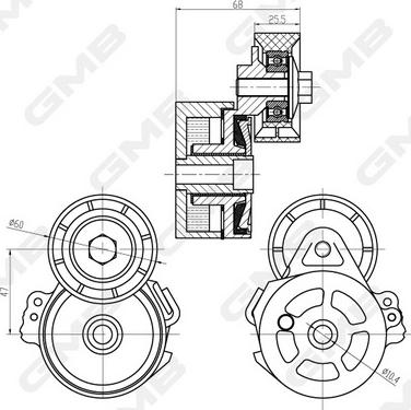 GMB GAT21660 - Belt Tensioner, v-ribbed belt autospares.lv