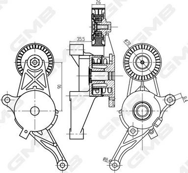 GMB GAT21060 - Belt Tensioner, v-ribbed belt autospares.lv