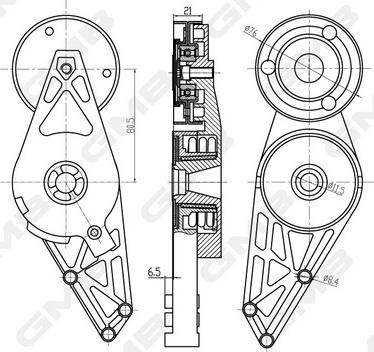 GMB GAT21100 - Belt Tensioner, v-ribbed belt autospares.lv