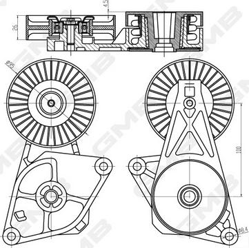 GMB GAT21250 - Belt Tensioner, v-ribbed belt autospares.lv