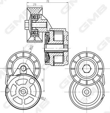 GMB GAT21220 - Belt Tensioner, v-ribbed belt autospares.lv