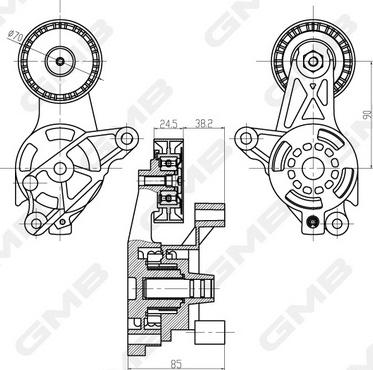 GMB GAT21270 - Belt Tensioner, v-ribbed belt autospares.lv