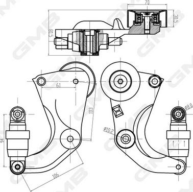 GMB GHAT-216 - Belt Tensioner, v-ribbed belt autospares.lv