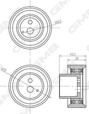 GMB GT80760 - Tensioner Pulley, timing belt autospares.lv