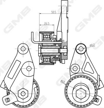 GMB GTB0410 - Tensioner Pulley, timing belt autospares.lv