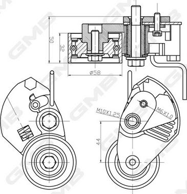 GMB GTB0070 - Tensioner Pulley, timing belt autospares.lv