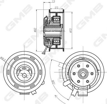 GMB GTB0150 - Tensioner Pulley, timing belt autospares.lv