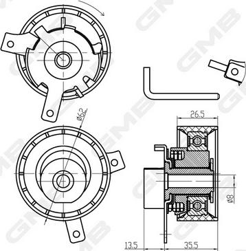 GMB GTB0860 - Tensioner Pulley, timing belt autospares.lv