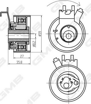 GMB GTB0820 - Tensioner Pulley, timing belt autospares.lv