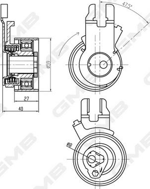 GMB GTB0330 - Tensioner Pulley, timing belt autospares.lv