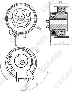 GMB GTB0320 - Tensioner Pulley, timing belt autospares.lv