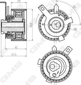 GMB GTB0290 - Tensioner Pulley, timing belt autospares.lv