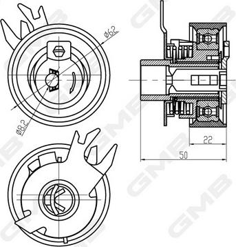 GMB GTB1190 - Tensioner Pulley, timing belt autospares.lv