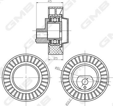 GMB GTC0500 - Deflection / Guide Pulley, timing belt autospares.lv