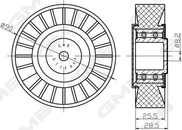 GMB GTC0800 - Deflection / Guide Pulley, timing belt autospares.lv