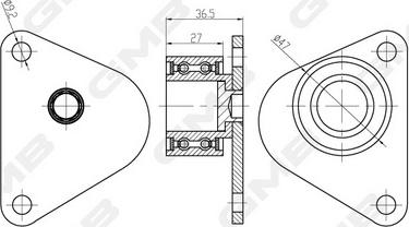 GMB GTC0380 - Deflection / Guide Pulley, timing belt autospares.lv