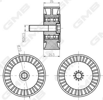 GMB GTC1400 - Deflection / Guide Pulley, timing belt autospares.lv