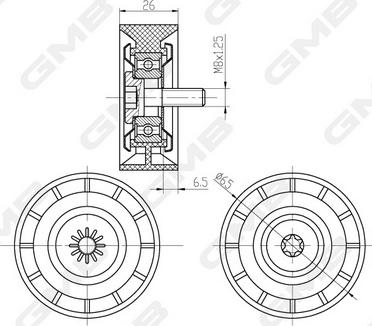 GMB GTC1420 - Deflection / Guide Pulley, timing belt autospares.lv