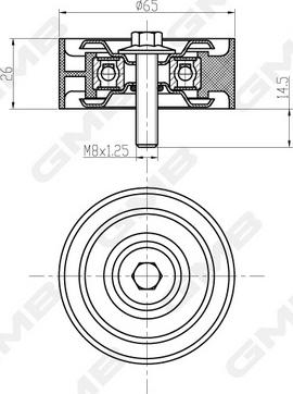 GMB GTC1190 - Deflection / Guide Pulley, timing belt autospares.lv