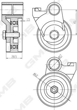 GMB GTC1300 - Deflection / Guide Pulley, timing belt autospares.lv