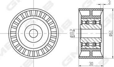 GMB GTC1320 - Deflection / Guide Pulley, timing belt autospares.lv