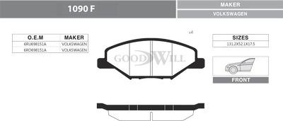 GoodWill 1090 F - Brake Pad Set, disc brake autospares.lv