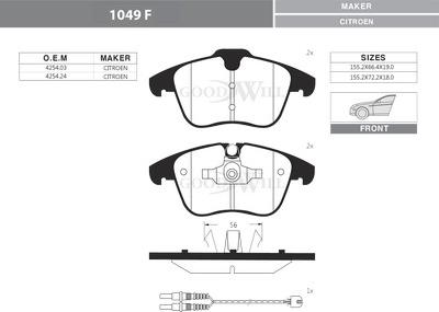 GoodWill 1049 F - Brake Pad Set, disc brake autospares.lv