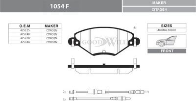 GoodWill 1054 F - Brake Pad Set, disc brake autospares.lv