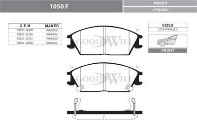 GoodWill 1050 F - Brake Pad Set, disc brake autospares.lv