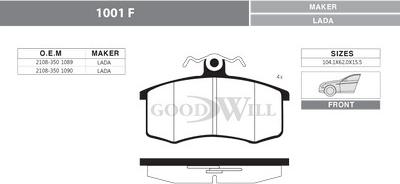 GoodWill 1001 F - Brake Pad Set, disc brake autospares.lv