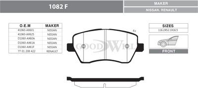 GoodWill 1082 F - Brake Pad Set, disc brake autospares.lv