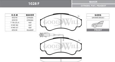 GoodWill 1028 F - Brake Pad Set, disc brake autospares.lv