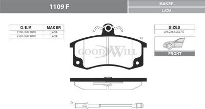 GoodWill 1109 F - Brake Pad Set, disc brake autospares.lv