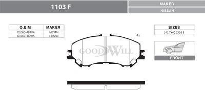 GoodWill 1103 F - Brake Pad Set, disc brake autospares.lv