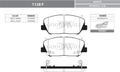 GoodWill 1128 F - Brake Pad Set, disc brake autospares.lv