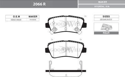 GoodWill 2066 R - Brake Pad Set, disc brake autospares.lv